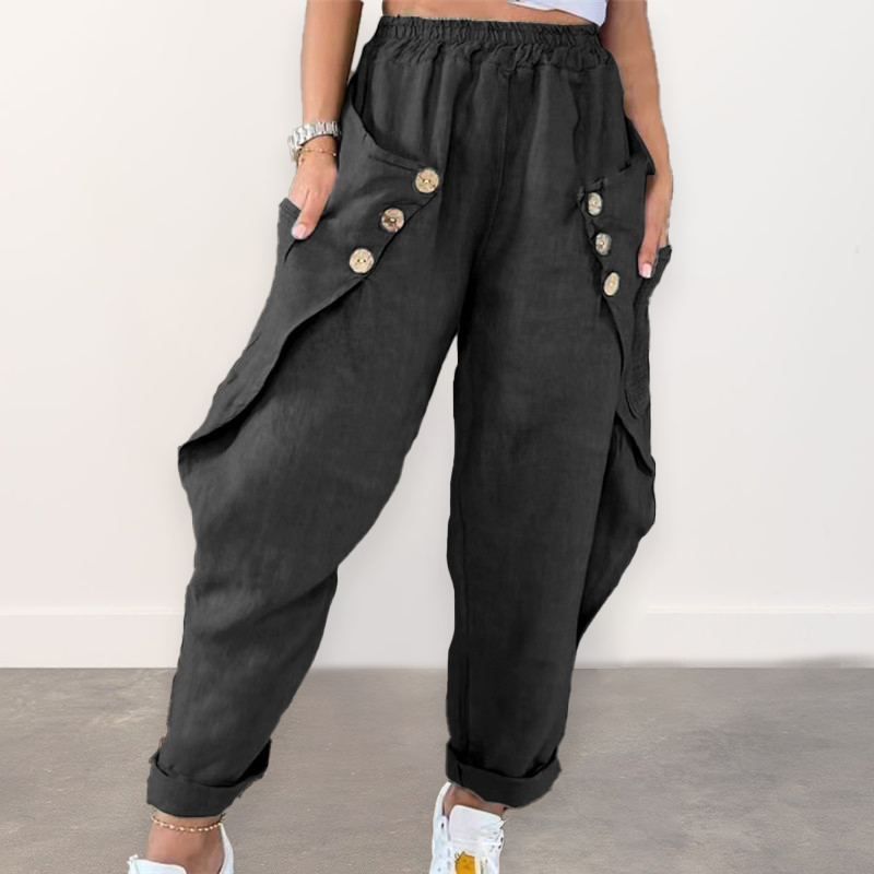 Damen Lässige lockere Hose mit Taschen