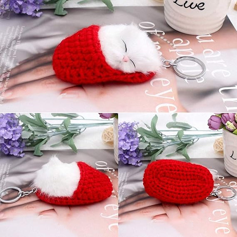 Niedlicher Schlüsselanhänger mit schlafendem Kätzchen