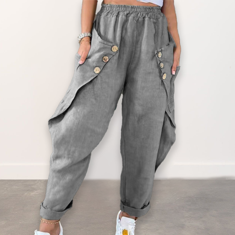 Damen Lässige lockere Hose mit Taschen