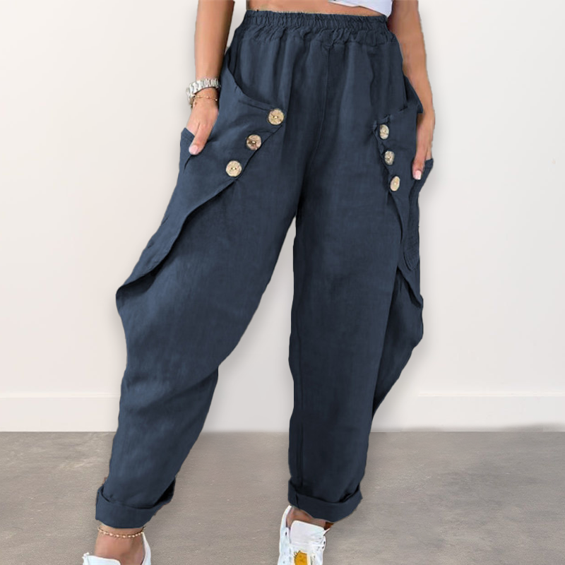 Damen Lässige lockere Hose mit Taschen