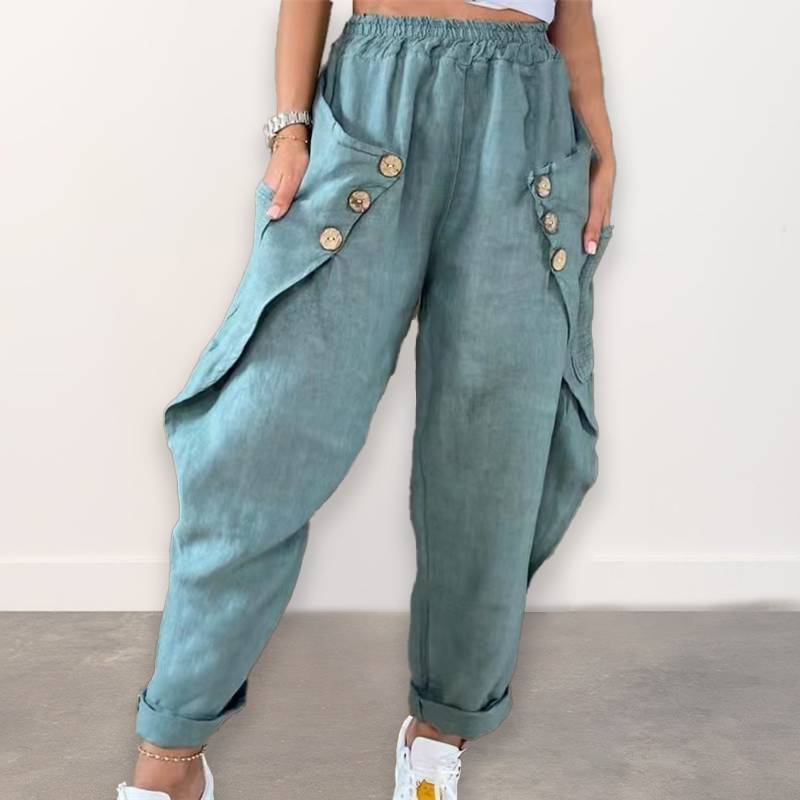 Damen Lässige lockere Hose mit Taschen