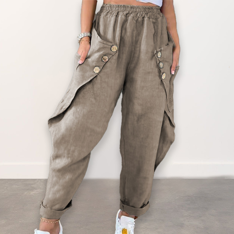 Damen Lässige lockere Hose mit Taschen