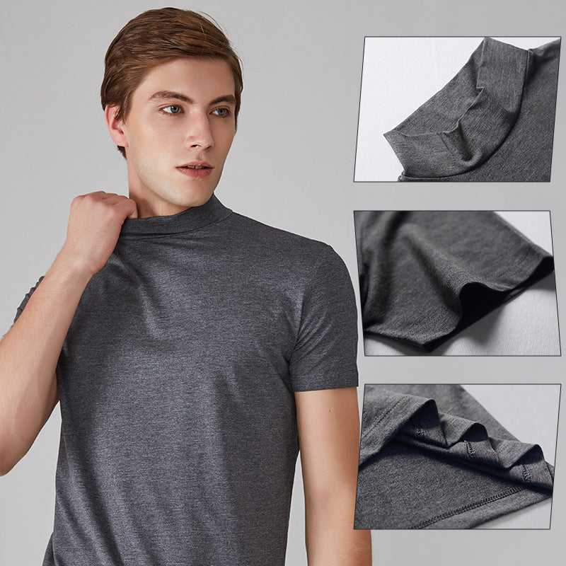 Slim Fit T-Shirt für Herren mit Stehkragen