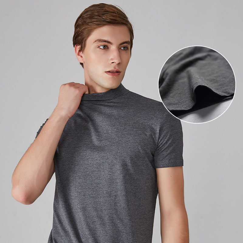 Slim Fit T-Shirt für Herren mit Stehkragen