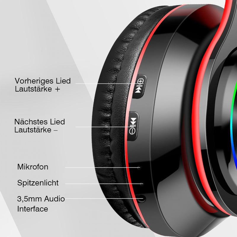 Over-Ear-Stereo Beleuchtete Bluetooth Kopfhörer