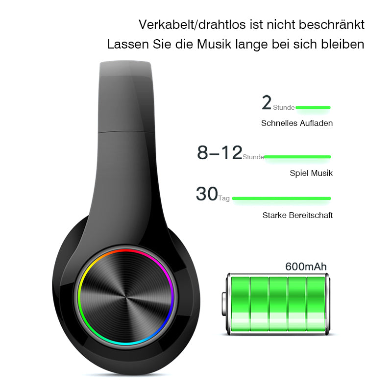 Over-Ear-Stereo Beleuchtete Bluetooth Kopfhörer