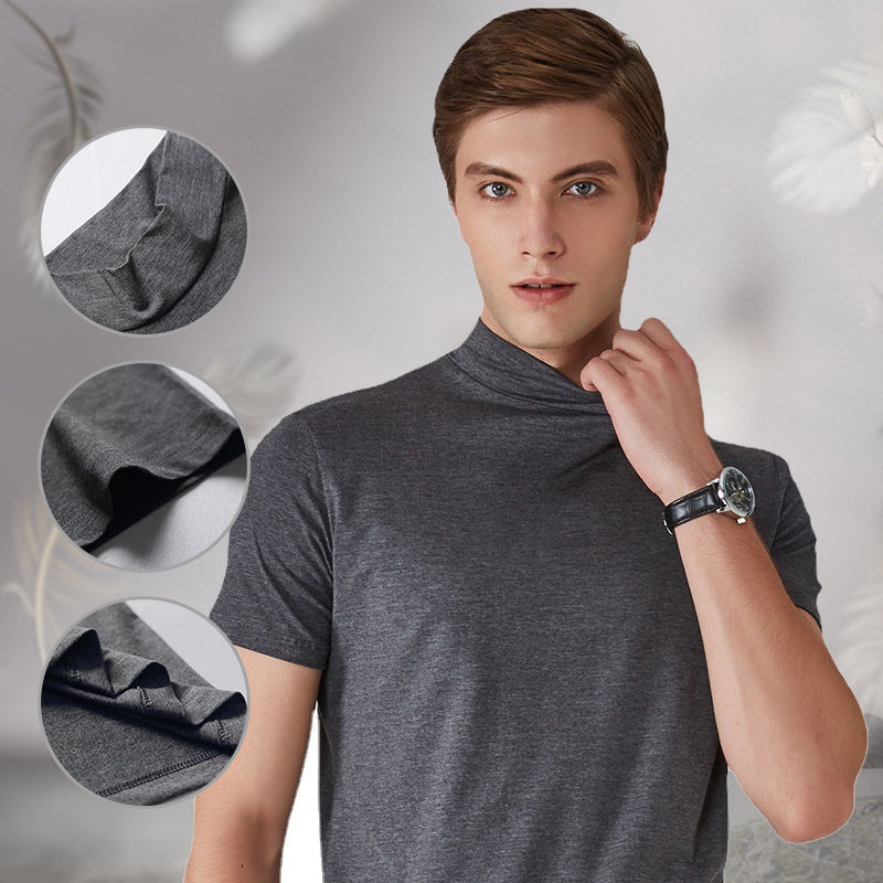 Slim Fit T-Shirt für Herren mit Stehkragen