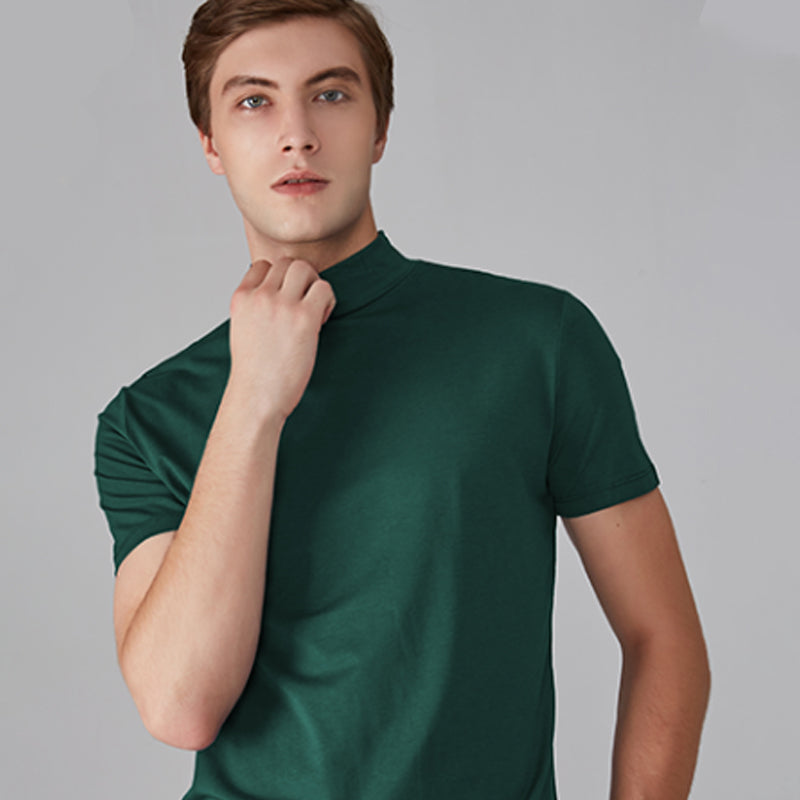 Slim Fit T-Shirt für Herren mit Stehkragen